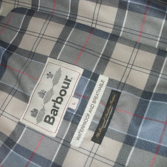 Barbour Original Tartan Waterproof Tan Jacket Trench Coat Brown Corduroy Collar - Picture 7 of 8